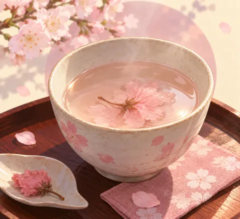 桜湯(sakura tea)のイラスト