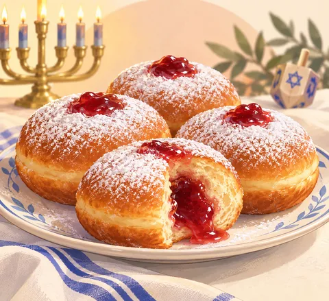 スフガニヤ(ジャムドーナツ)(sufganiyot)のイラスト