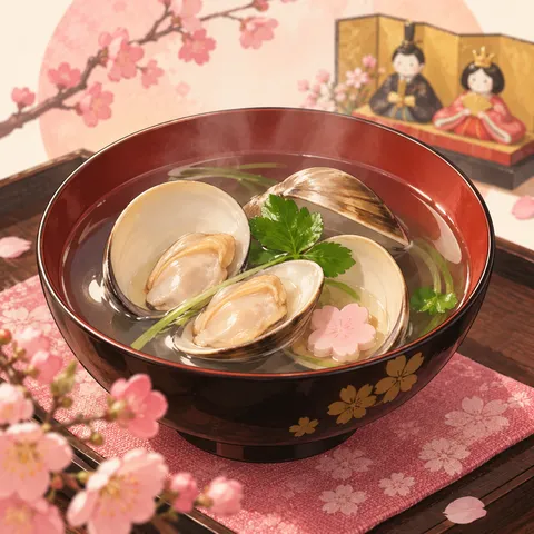 はまぐりのお吸い物(clam soup)のイラスト