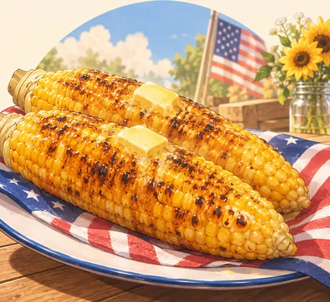 焼きとうもろこし(corn on the cob)のイラスト