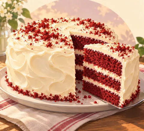 レッドベルベットケーキ(red velvet cake)のイラスト