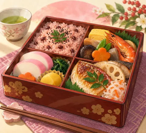 敬老会のお弁当(celebration bento)のイラスト
