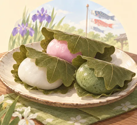 柏餅(kashiwa mochi)のイラスト
