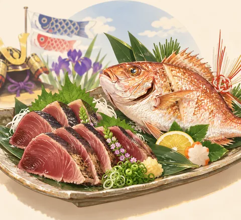 初鰹・鯛(bonito and sea bream)のイラスト