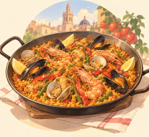 パエリア(paella)のイラスト