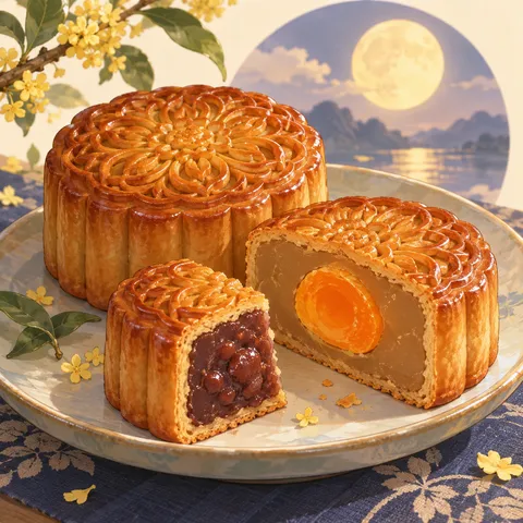 月餅(mooncake)のイラスト