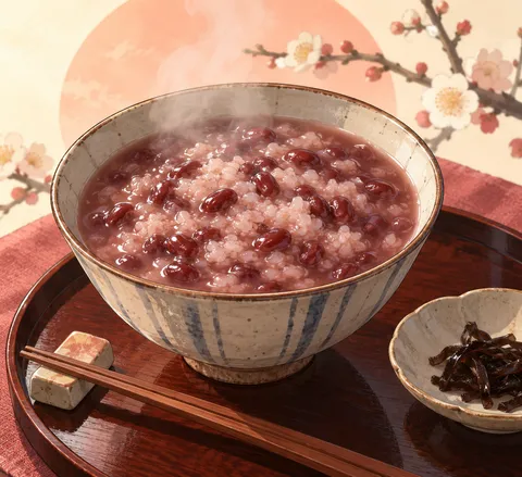 小正月の小豆がゆ(koshogatsu azuki porridge)のイラスト