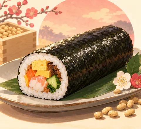 恵方巻(ehomaki (lucky direction sushi roll))のイラスト