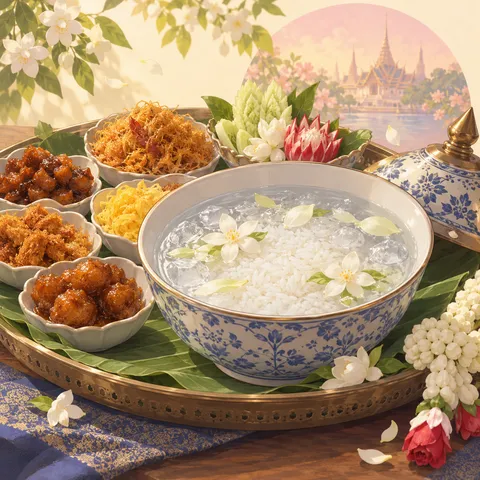 カオ・チェー(冷たい香り水のご飯)(khao chae)のイラスト