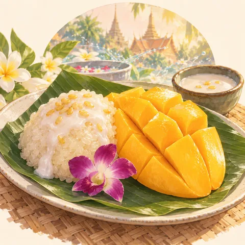 マンゴーともち米(mango sticky rice)のイラスト