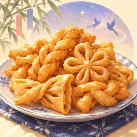 巧果(中国の七夕菓子)(qiaoguo (Chinese pastries))のイラスト