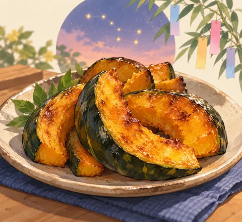 焼いたカボチャ(韓国)(pan-fried pumpkin (Korea))のイラスト