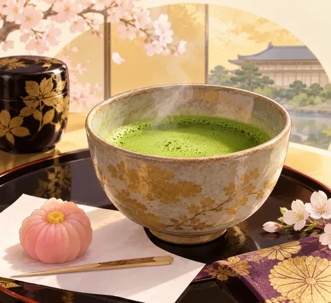 緑茶(green tea)のイラスト