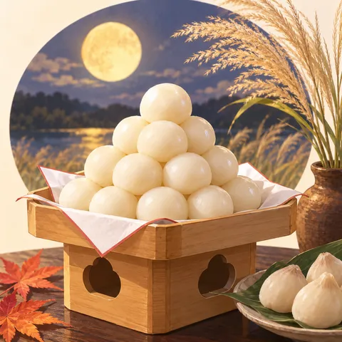 月見団子(tsukimi dango (moon-viewing dumplings))のイラスト