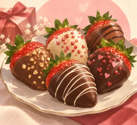 チョコがけイチゴ(chocolate-covered strawberries)のイラスト