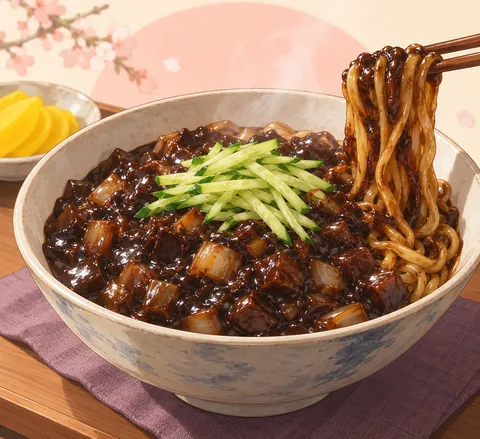 チャジャンミョン(jajangmyeon)のイラスト