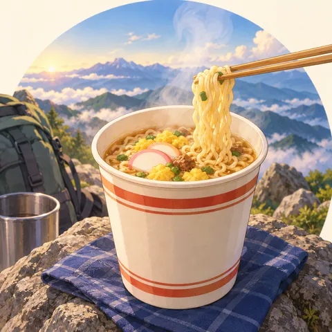 山頂のカップめん(cup noodles)のイラスト