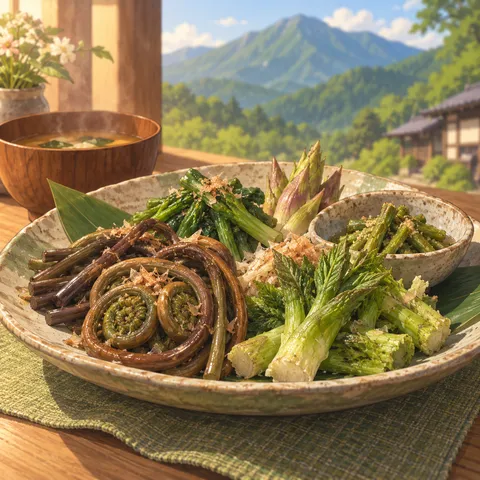 山菜(sansai (wild mountain plants))のイラスト
