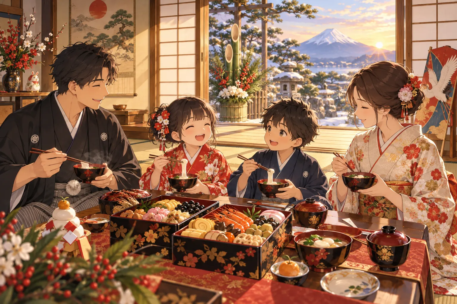 元日・お正月（New Year's Day in Japan (Shogatsu)）のイラスト