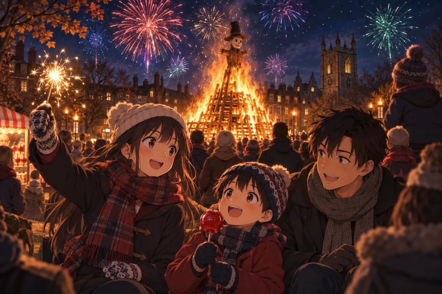 ガイ・フォークス・ナイト（ボンファイア・ナイト）（Guy Fawkes Night）のイラスト