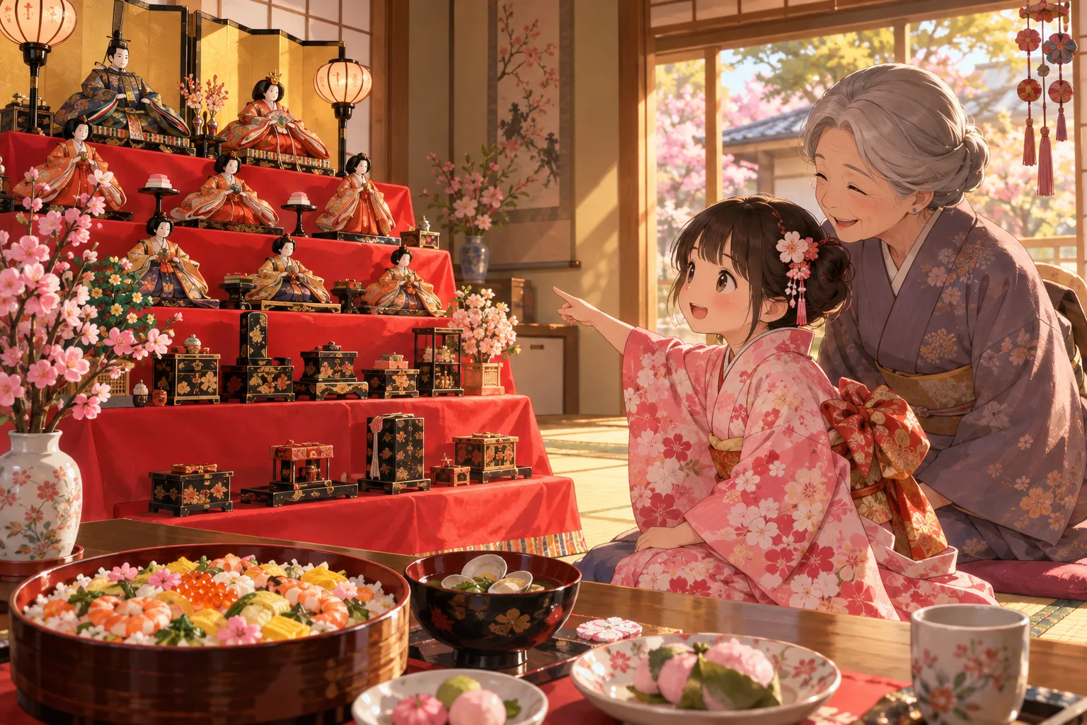 ひな祭り(桃の節句)(Hinamatsuri (Girls' Day))のイラスト