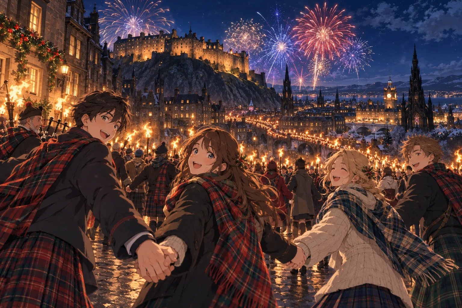 ホグマネイ(スコットランドの大みそか)(Hogmanay)のイラスト