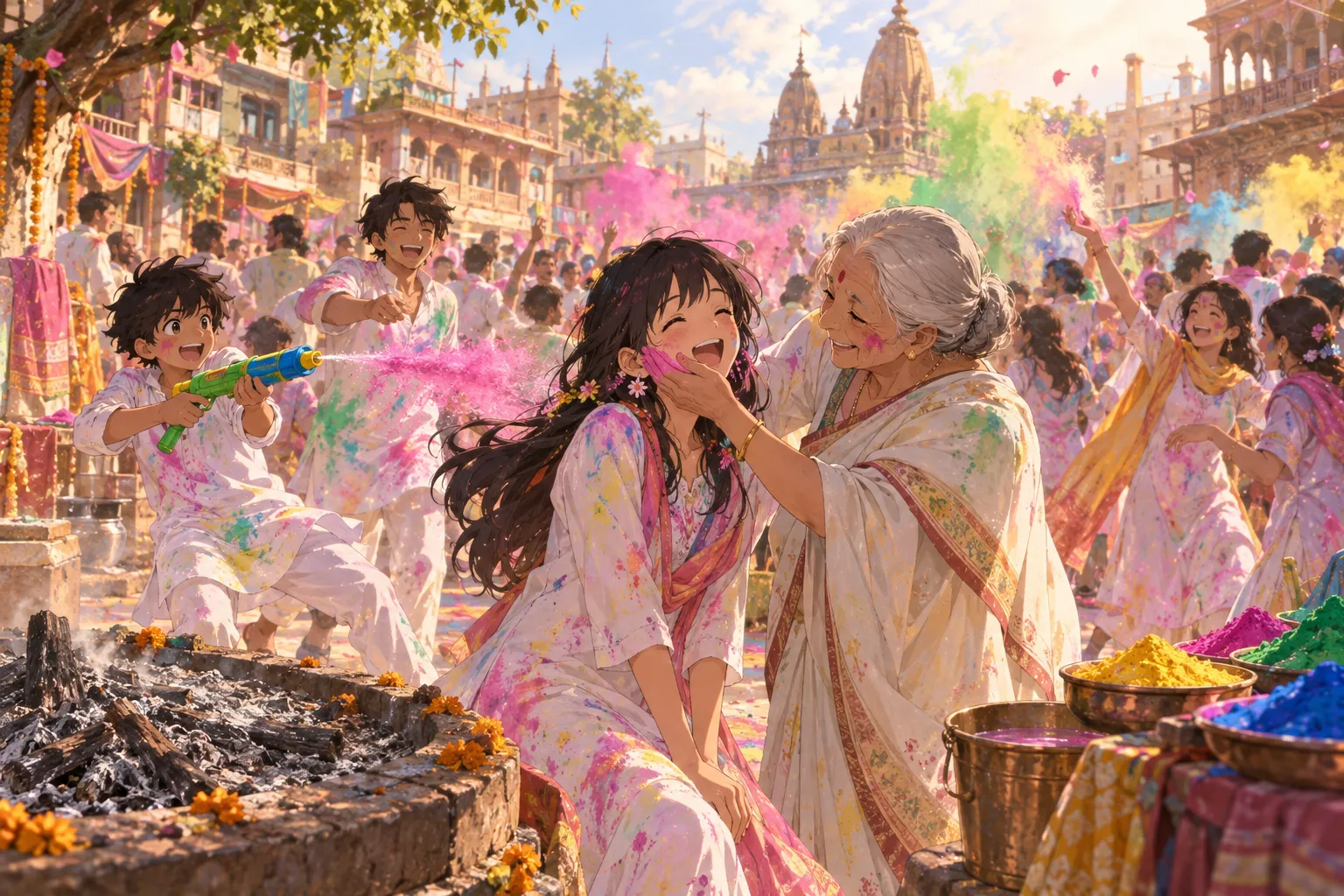 ホーリー(色の祭り)(Holi)のイラスト