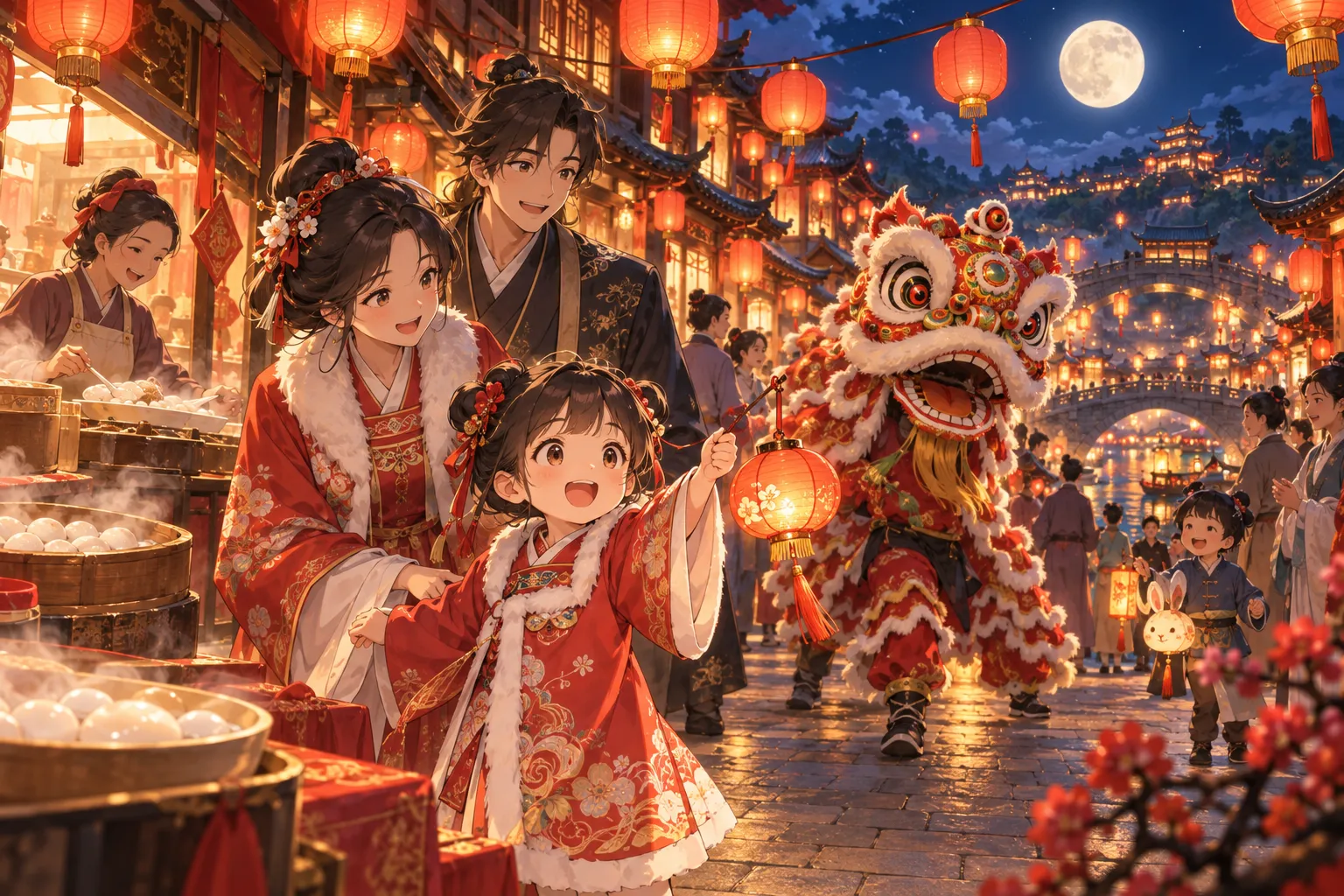 元宵節（ランタン・フェスティバル）（Lantern Festival）のイラスト
