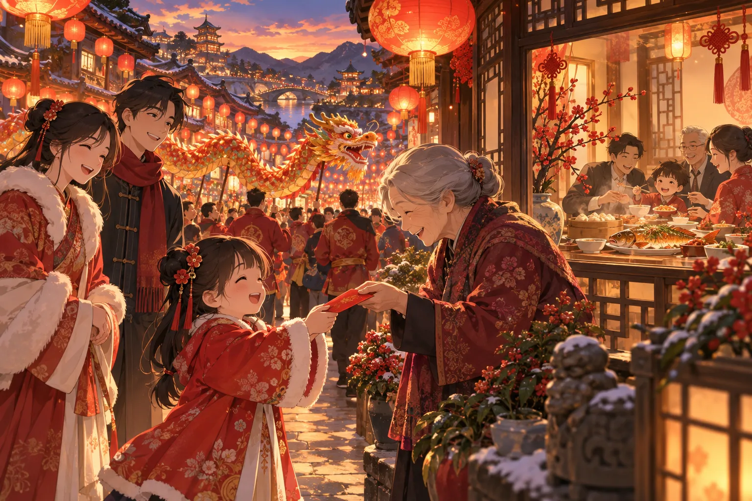 旧正月(春節・ソルラル・テト)(Lunar New Year)のイラスト