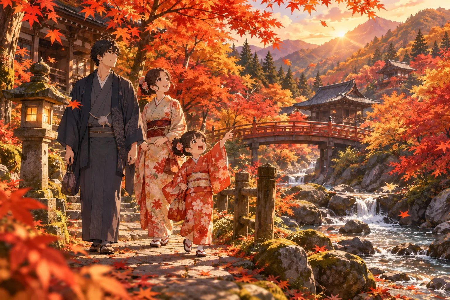 紅葉狩り(Momijigari (Autumn Leaf Viewing))のイラスト