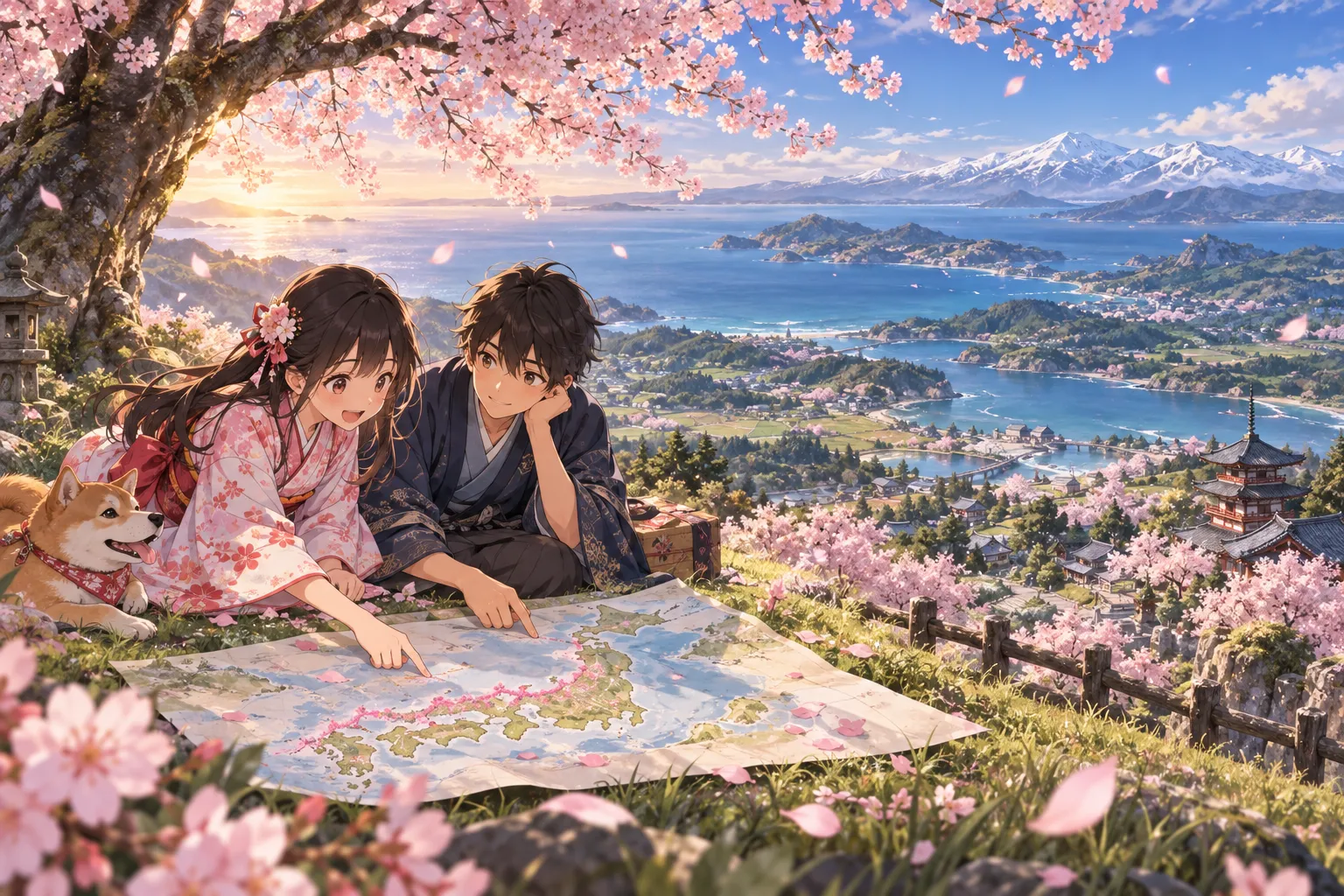 さくらの日（3月27日）と桜前線（Sakura Day & the Cherry Blossom Front）のイラスト