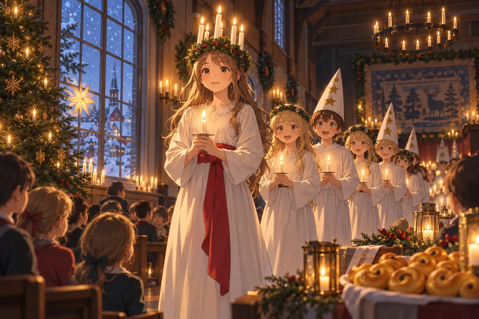 聖ルチア祭（St. Lucia's Day）のイラスト