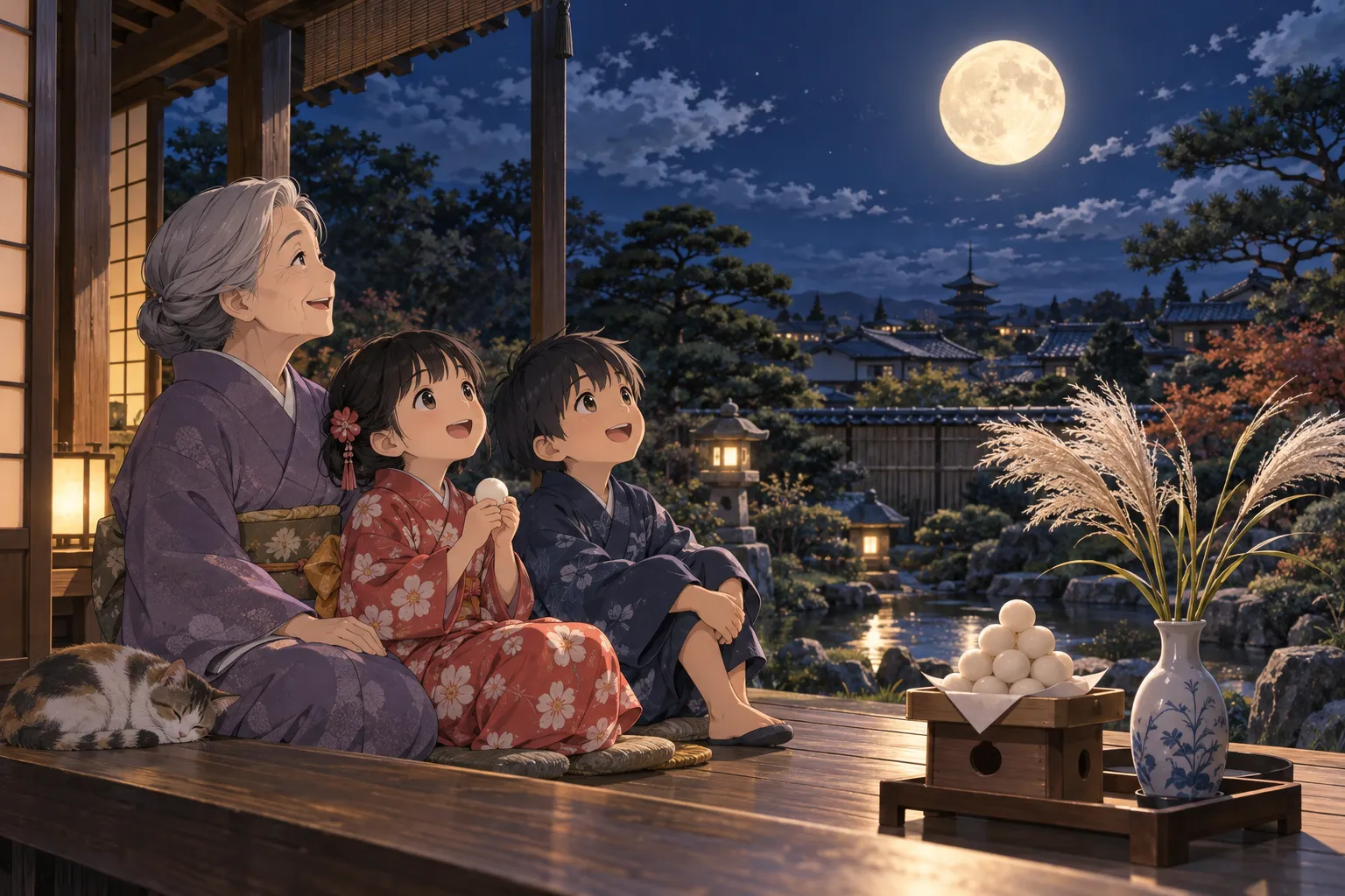 お月見（十五夜）（Tsukimi (Moon Viewing)）のイラスト