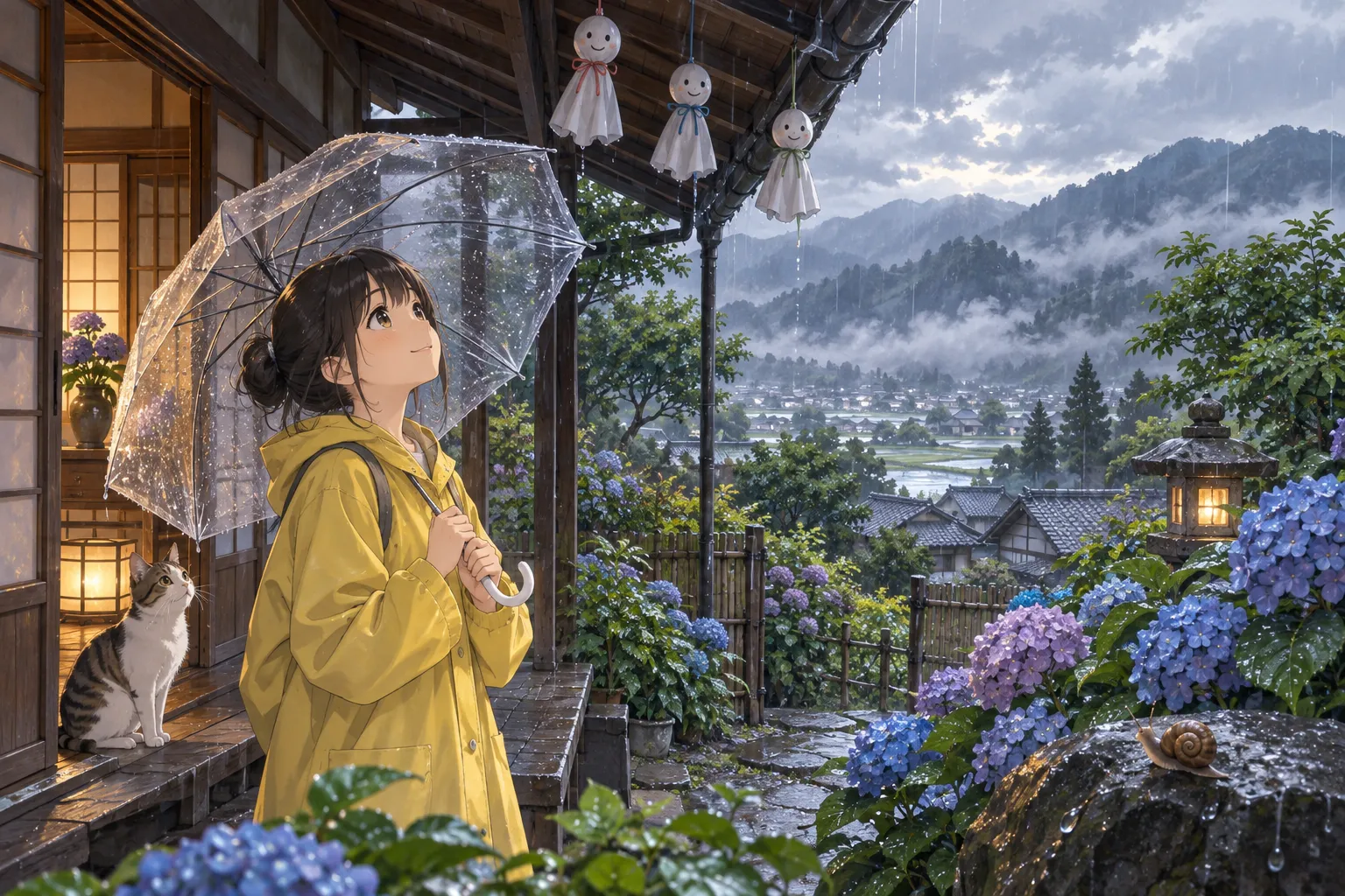 入梅(梅雨入り)とてるてる坊主(Tsuyu (Rainy Season))のイラスト