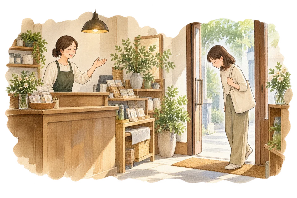 「『いらっしゃいませ』に返事しないの？」 — 無視しているのではなく、返事のいらない言葉の話