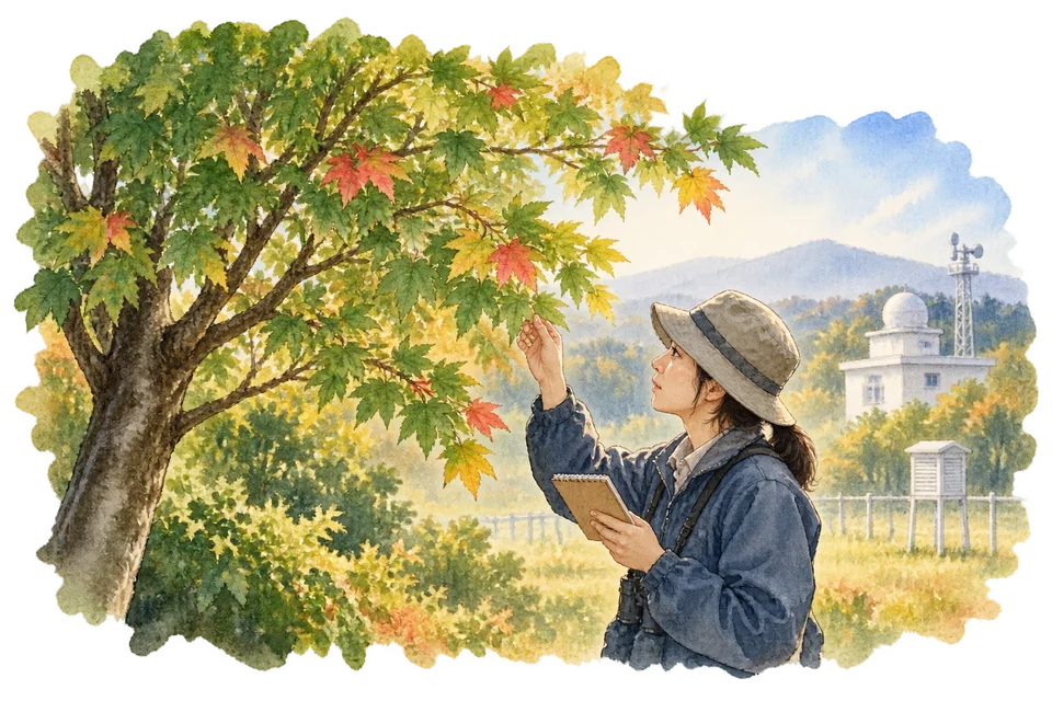 紅葉が、10年で3日ずつ遅くなっている — 気象台の「標本木」が70年かけて示したこと
