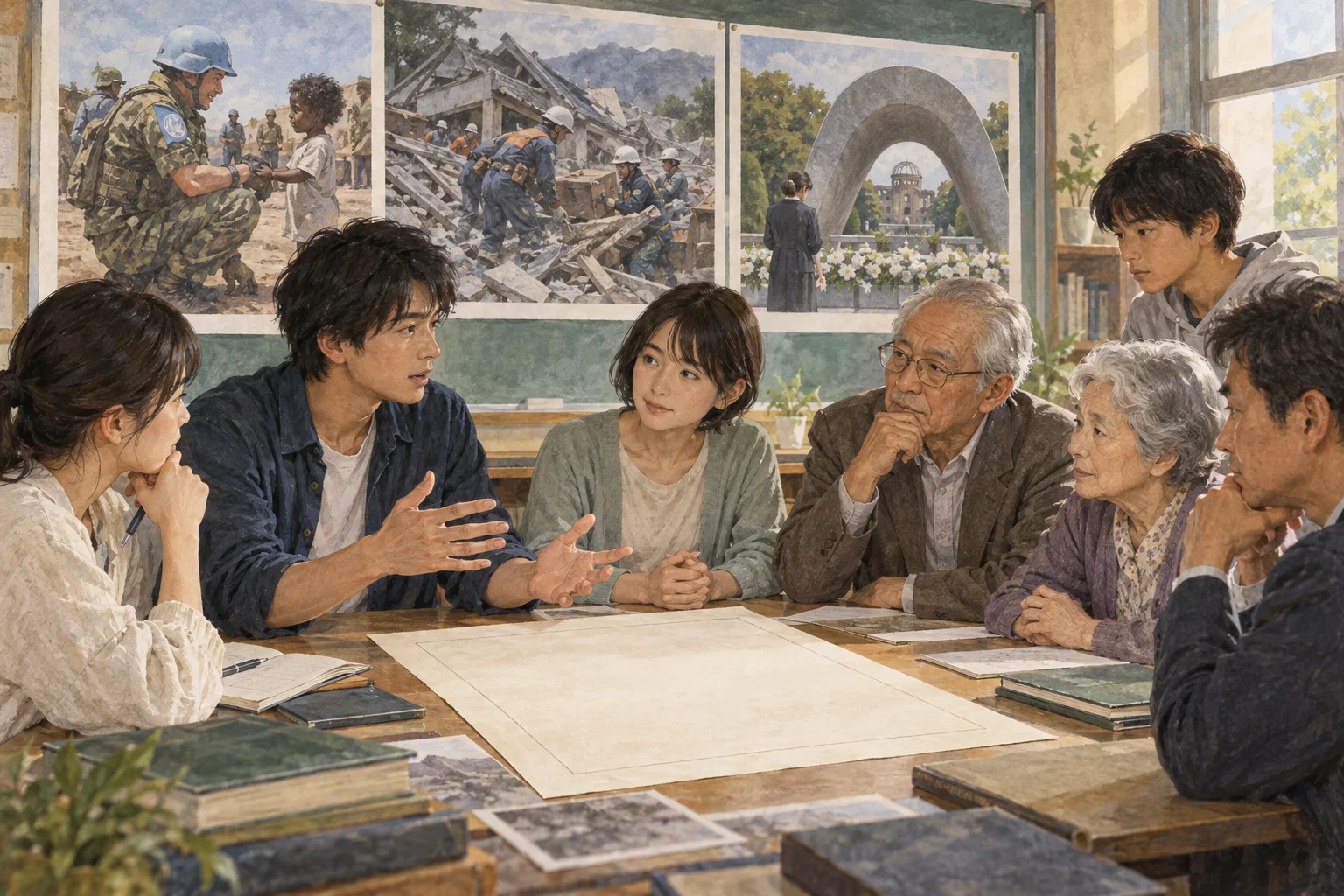 憲法9条と平和について話し合う市民