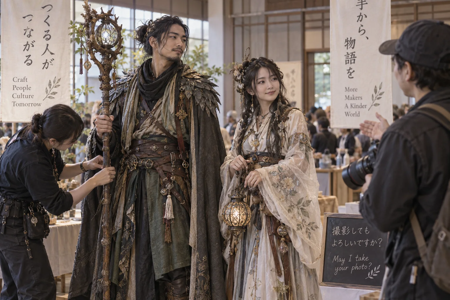 イベント会場で自作衣装を披露するコスプレイヤー
