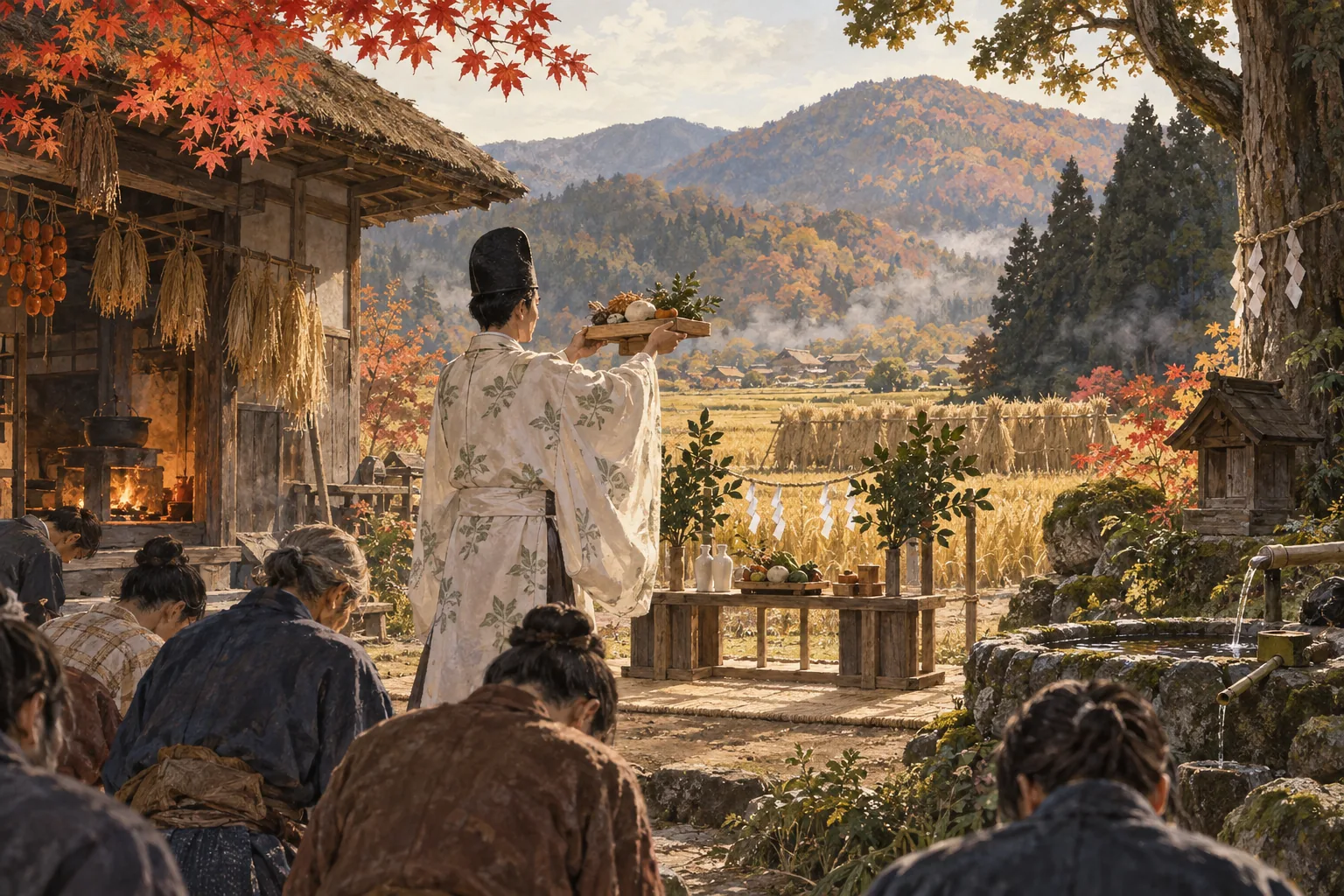 田畑や火や水や森に宿る多くの神を敬う秋の祭礼