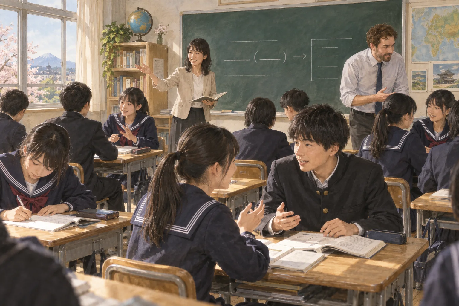 文法と会話練習を組み合わせた英語の授業