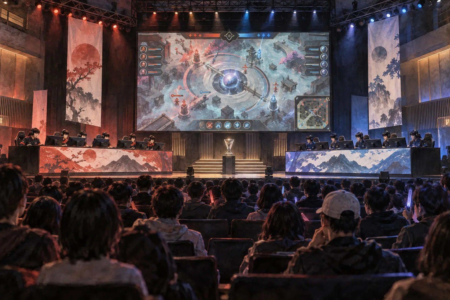 会場で対戦する日本のeスポーツチーム