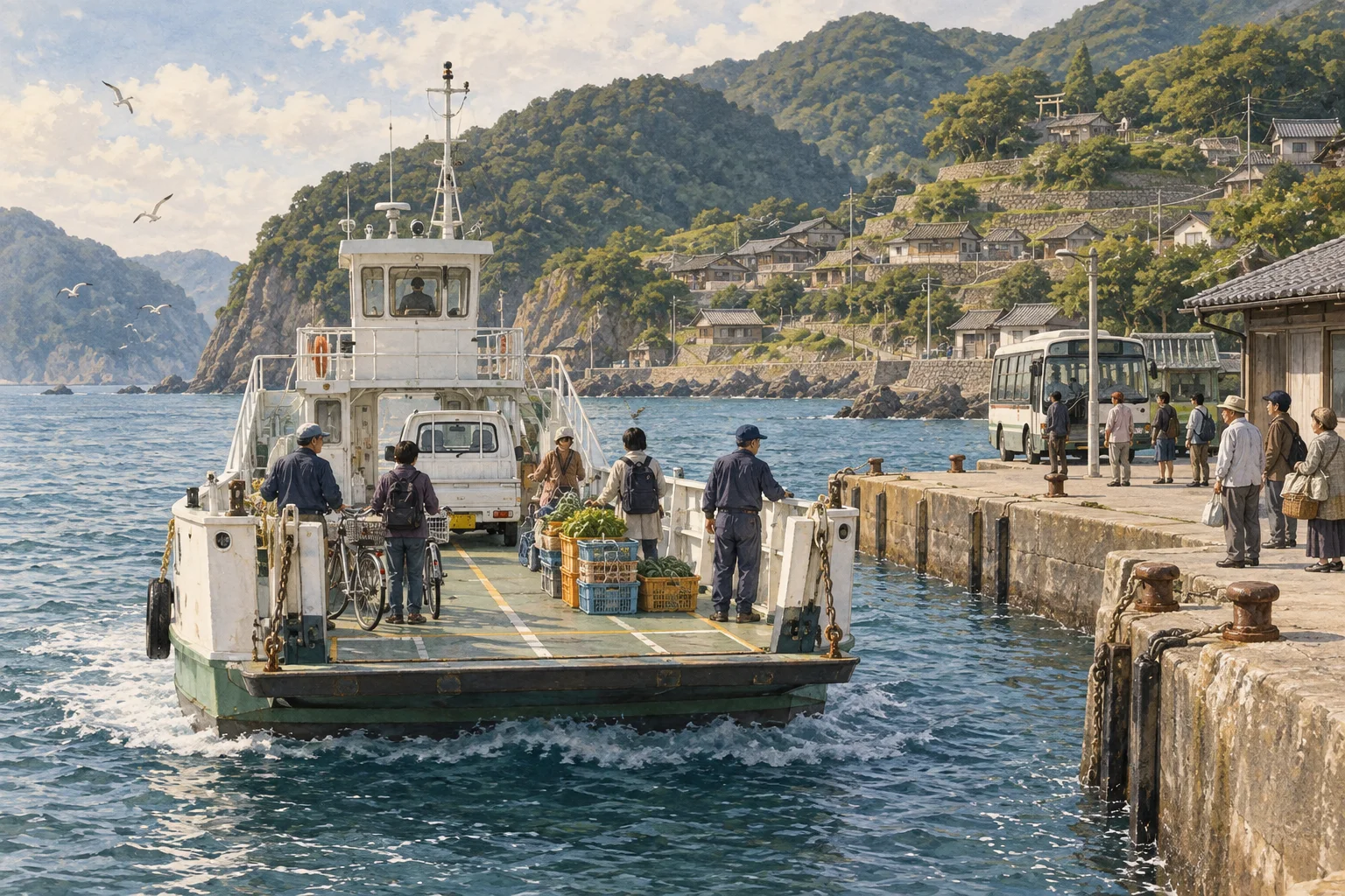 離島の暮らしを支える小型フェリー