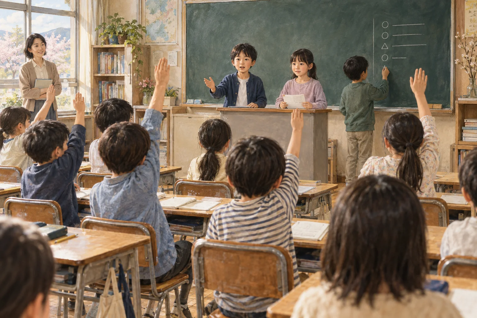 子どもたち自身が司会と記録を務める学級会
