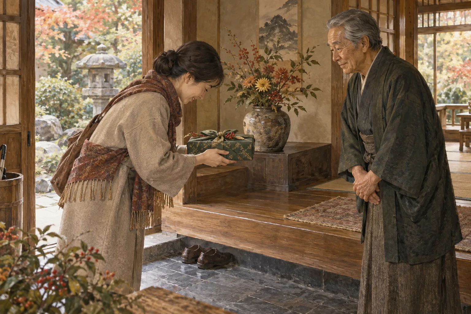 世話になった相手へ義理の贈り物を渡す人