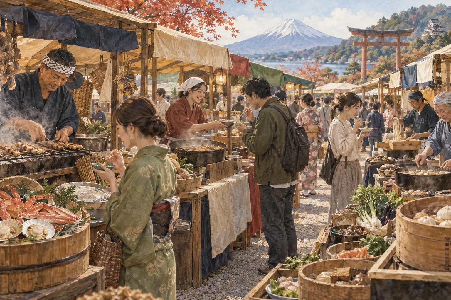 各地の名物料理を味わうご当地グルメの催し