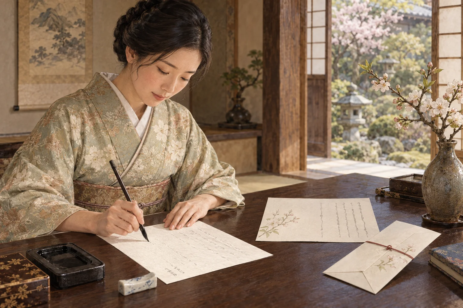 拝啓と敬具の位置を確認しながら正式な手紙を書く人
