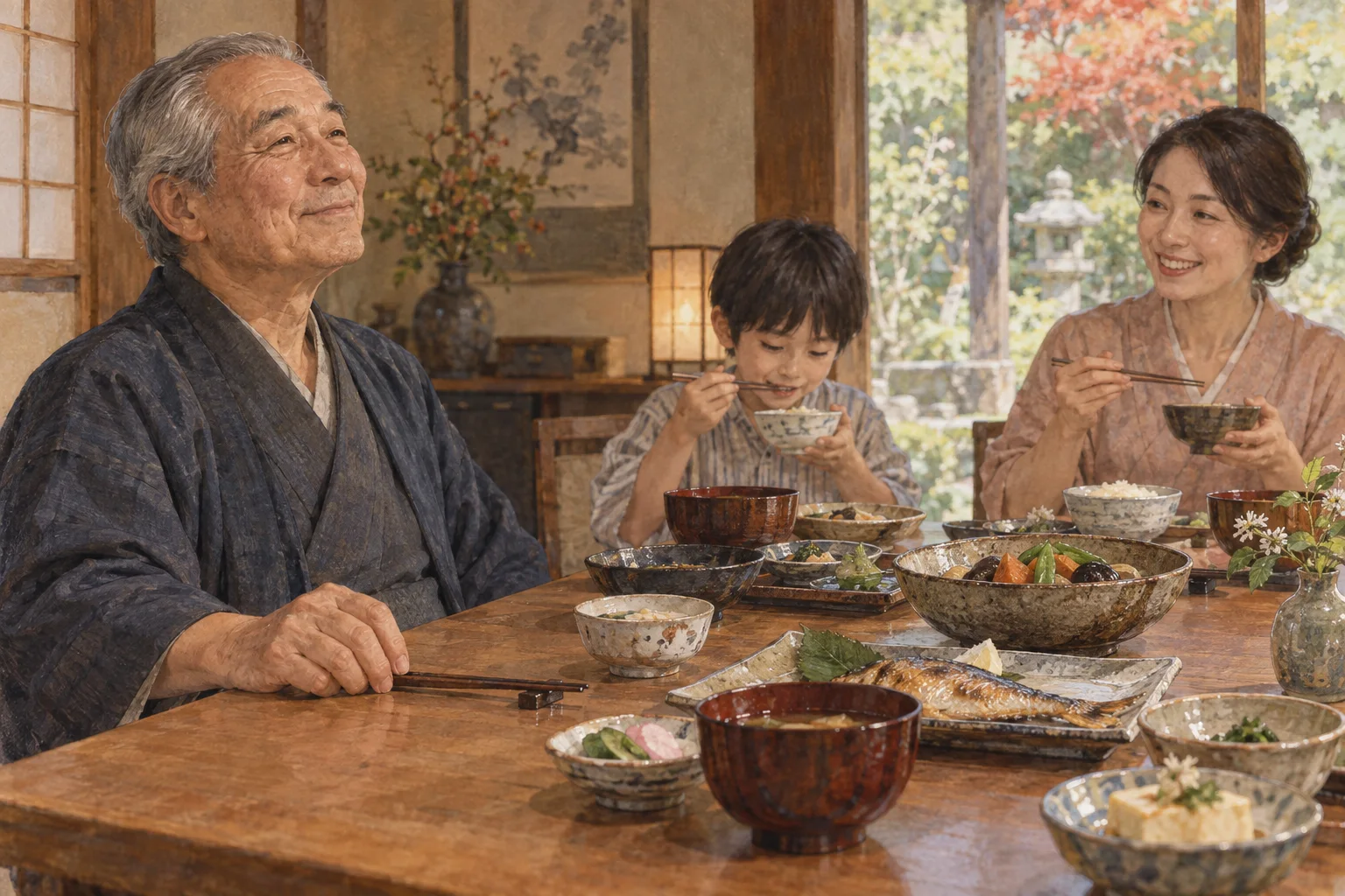 満腹になる前に箸を置く腹八分目の食卓