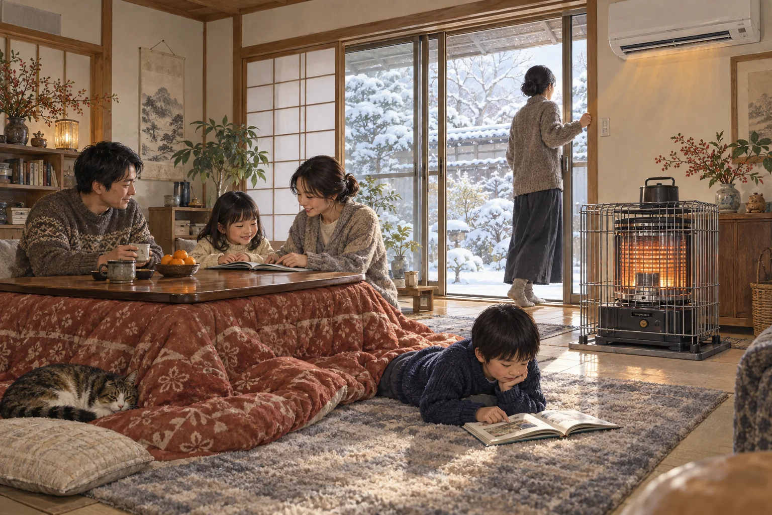 こたつや暖房器具を安全に使う冬の家庭
