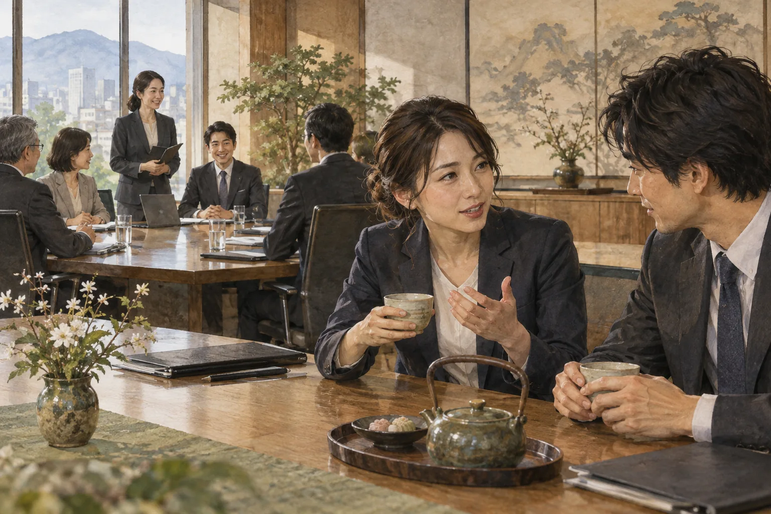 会議後に信頼する同僚へ本音を話す人