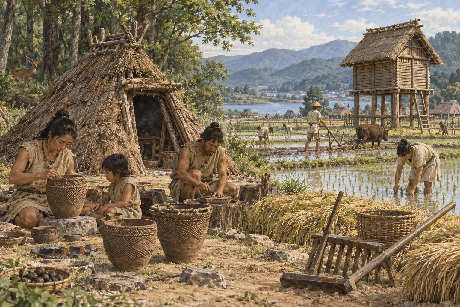 縄文の暮らしと弥生の稲作が隣り合う古代集落
